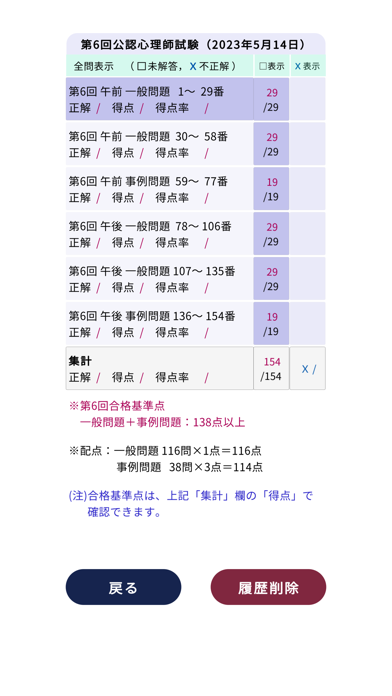 Capturas de pantalla de 公認心理師過去問＜国試対策Ａシリーズ＞