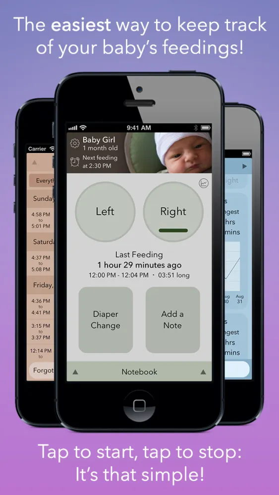 Nursing Notebook - Breastfeeding Timer سکرین شاٹس