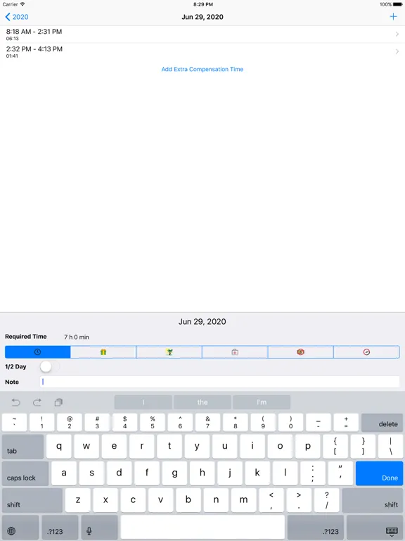 Capturas de tela do TimeOrg iPad 