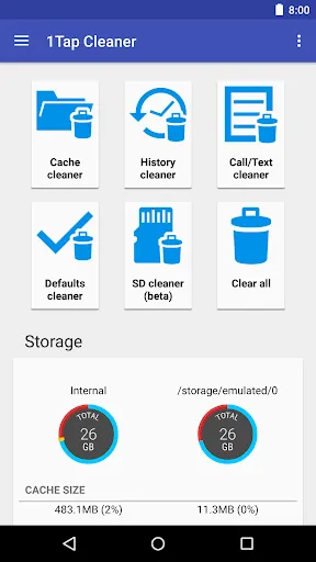 Tangkapan layar 1Tap Cleaner (clear cache)