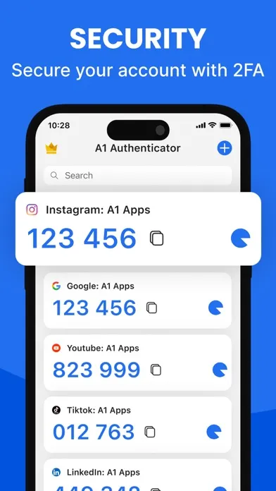 A1 Authenticator App: 2FA, MFA Screenshots