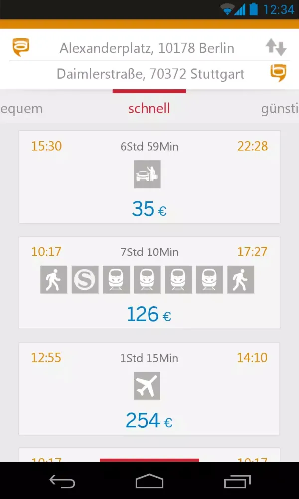 Trip-& Travelplaner a2bme-Navi Screenshots