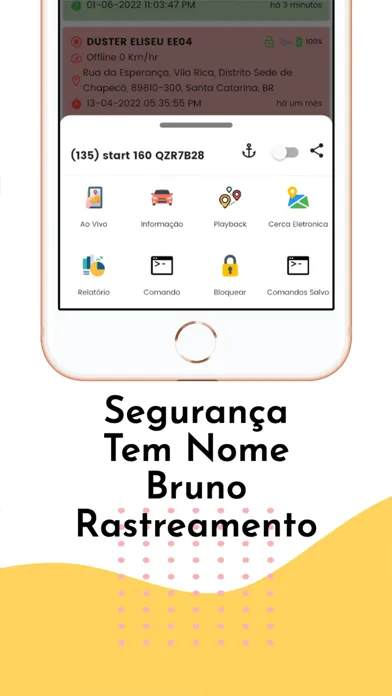 Tangkapan skrin Bruno Rastreamento