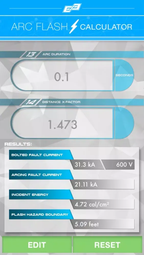 ภาพหน้าจอของ Electrical Edge: Arc Flash Calculator