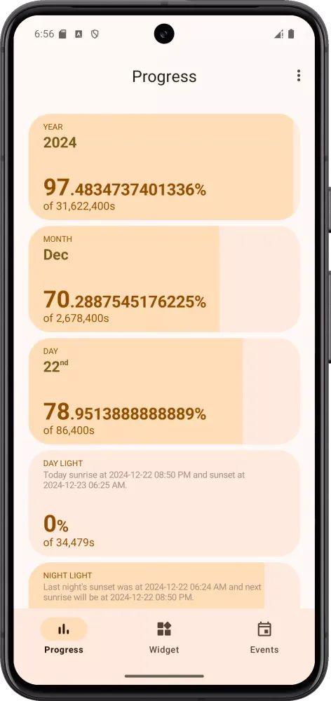 Capturas de tela do Yearly Progress