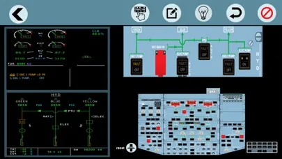 Tangkapan skrin Airbus A320 ecam Pilot trainer