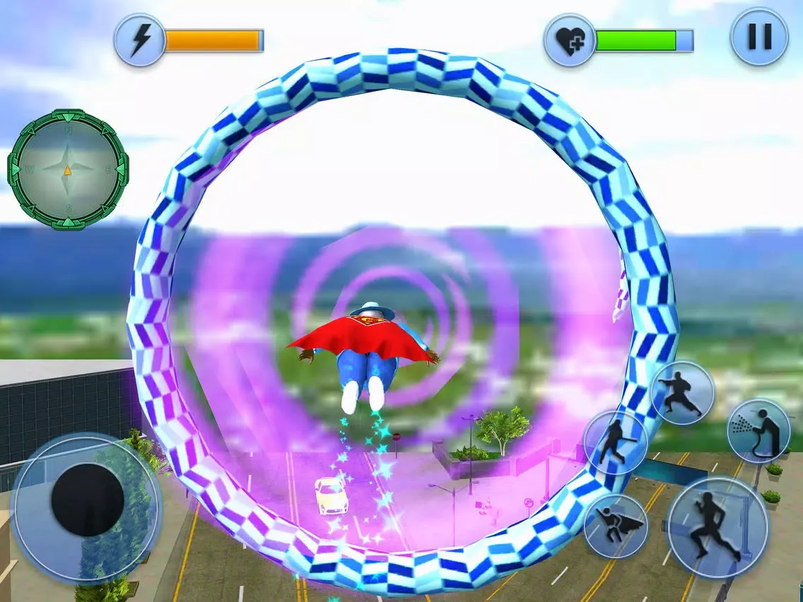 Flying Hero Granny City Rescue iPad  Screenshots