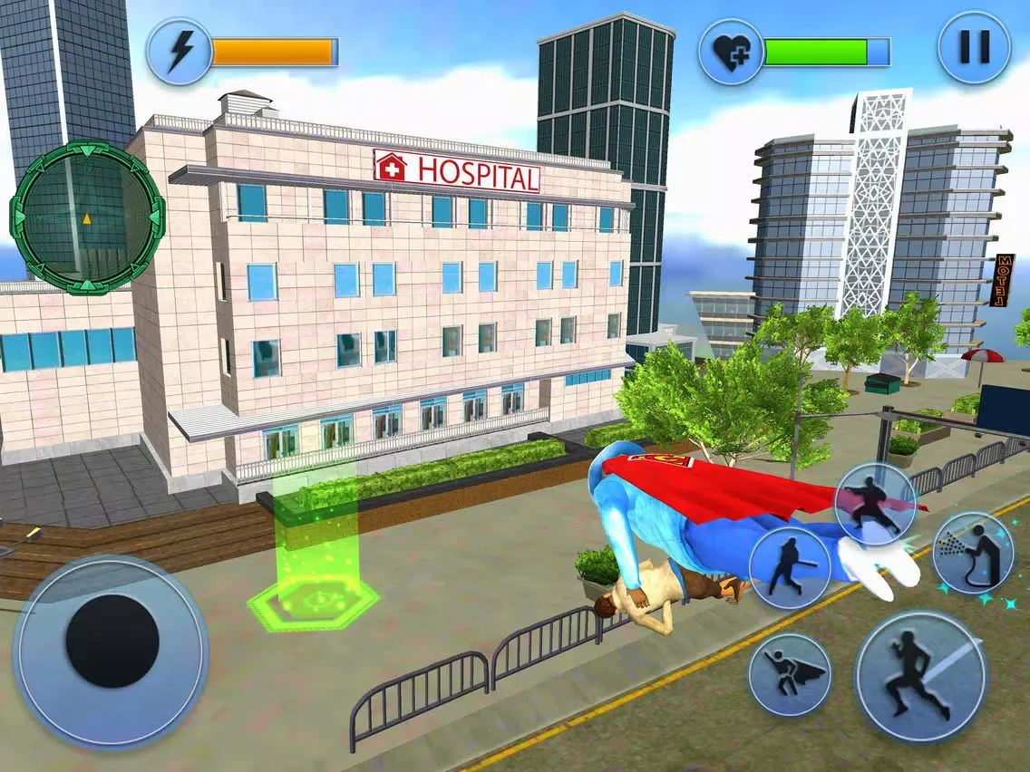 Flying Hero Granny City Rescue iPad  Screenshots
