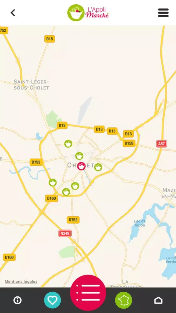Capturas de tela do Appli marchés : tous les marchés en France