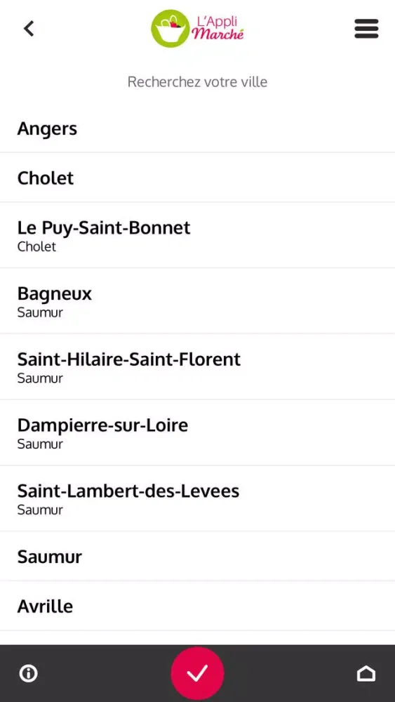 Capturas de tela do Appli marchés : tous les marchés en France
