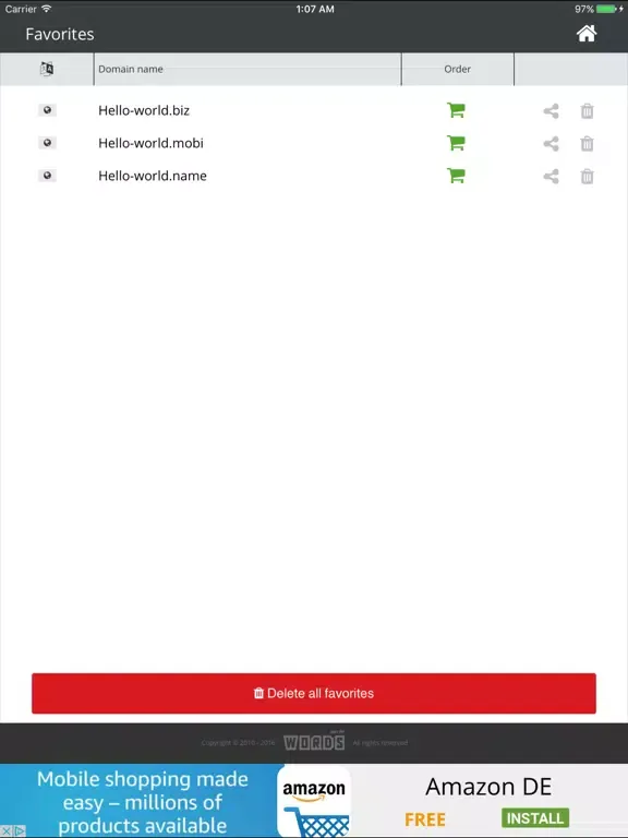Ảnh chụp màn hình của a! Domain Check iPad 