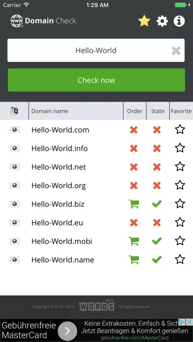 Ảnh chụp màn hình của a! Domain Check