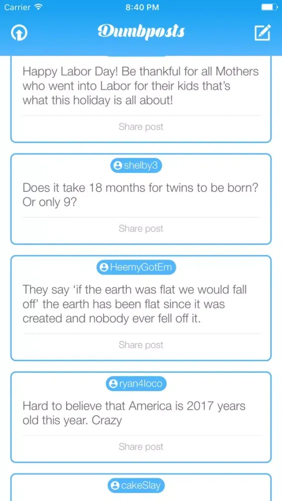 Screenshot di Dumbposts