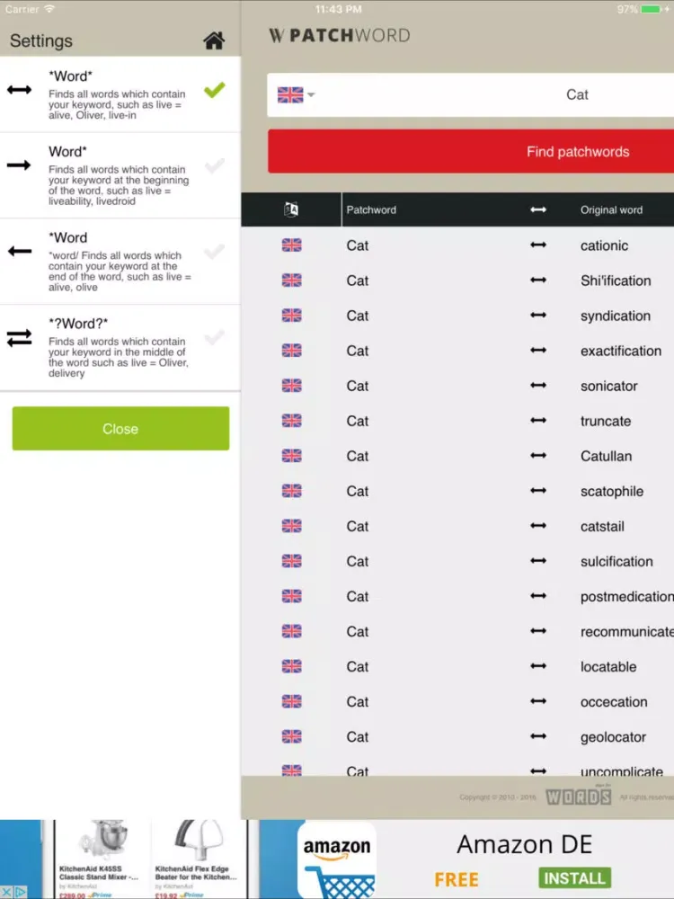 Zrzuty ekranu a! Patchword iPad 