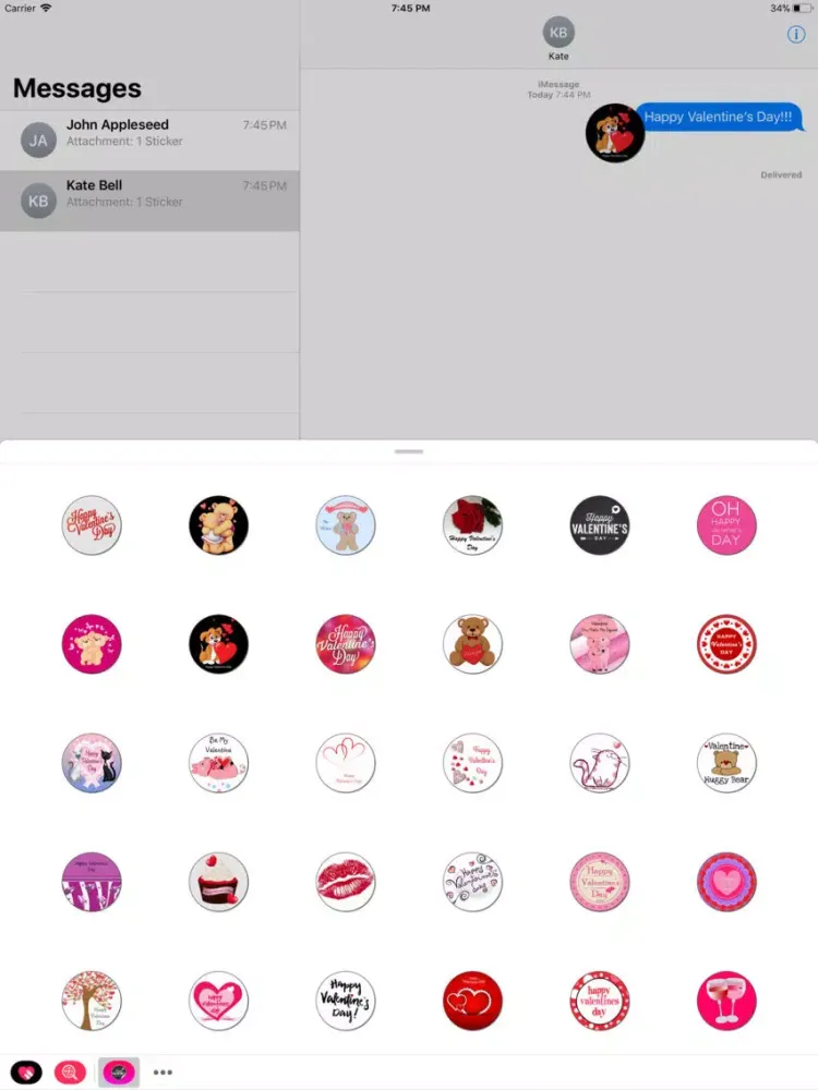 Valentine's Day - All Stickers iPad  سکرین شاٹس