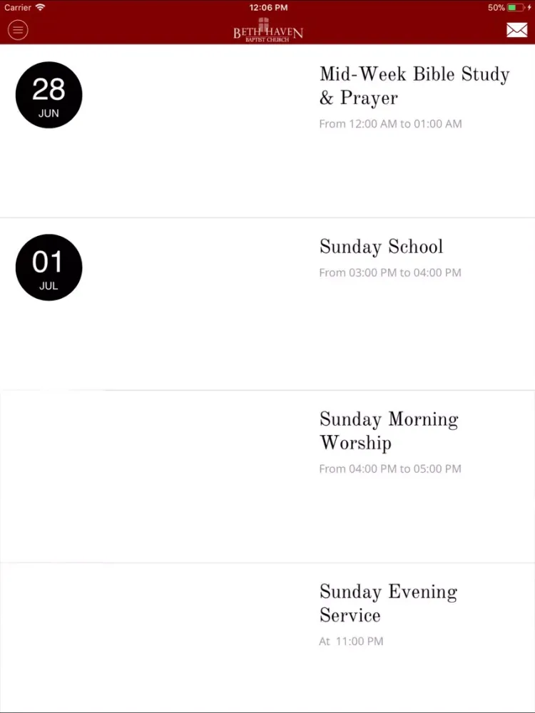 Capturas de pantalla de Beth Haven Baptist Church iPad 