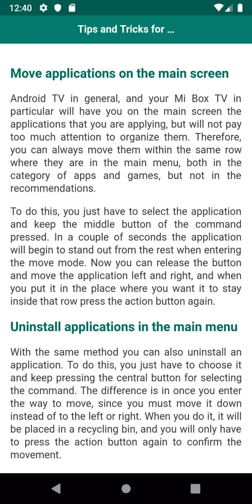 User guide for Mi Box Screenshots