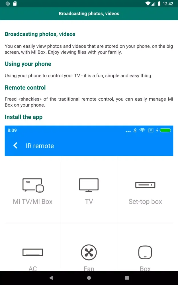 User guide for Mi Box Screenshots
