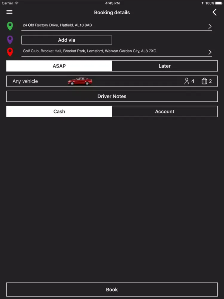 Capturas de tela do AAA Taxis and Private Hire iPad 