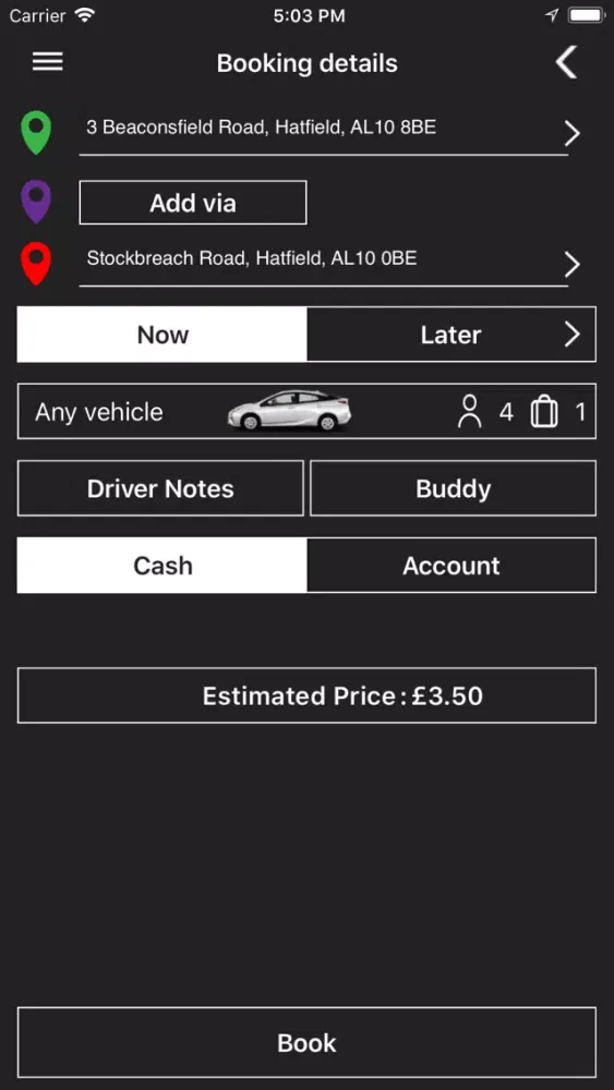 Capturas de tela do AAA Taxis and Private Hire