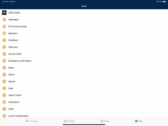 Tangkapan skrin AACD 2022 Orlando iPad 