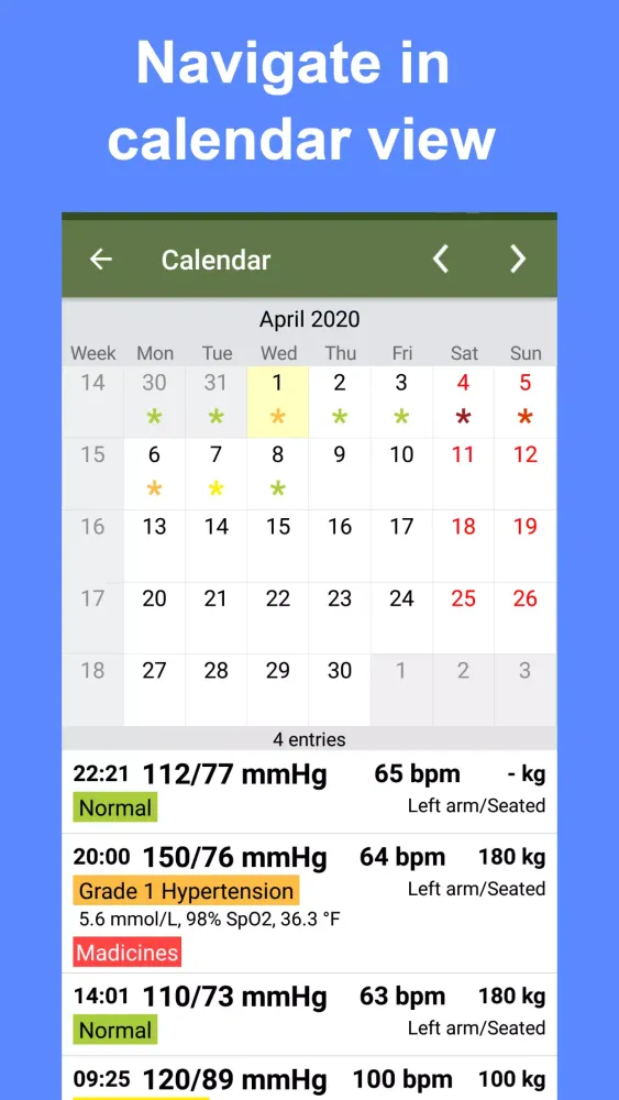 Blood Pressure Tracker Screenshots