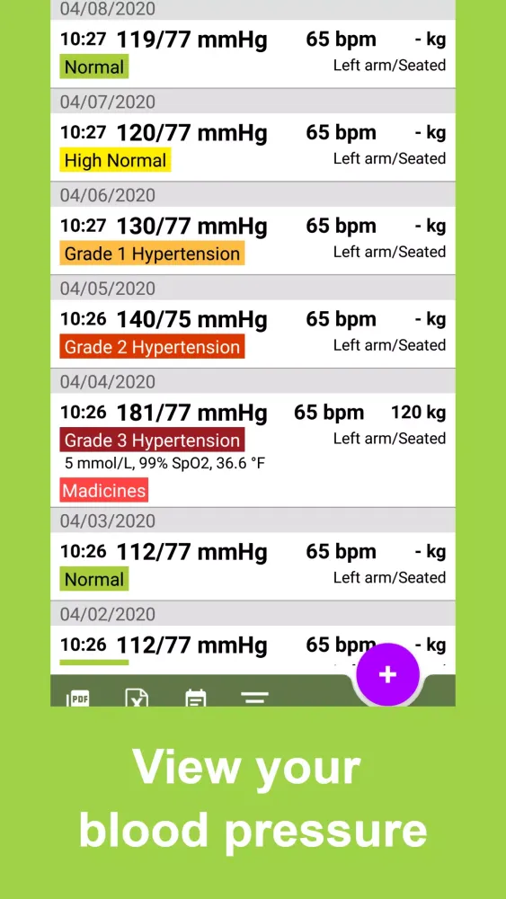 Blood Pressure Tracker Screenshots