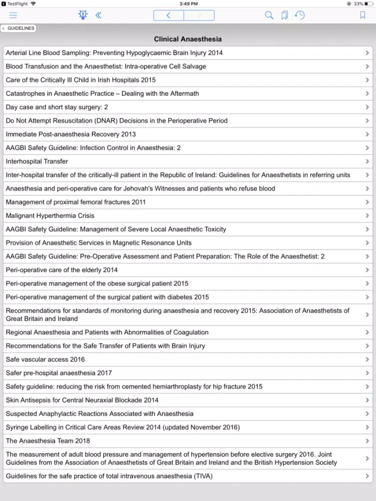 ภาพหน้าจอของ Association of Anaesthetists iPad 