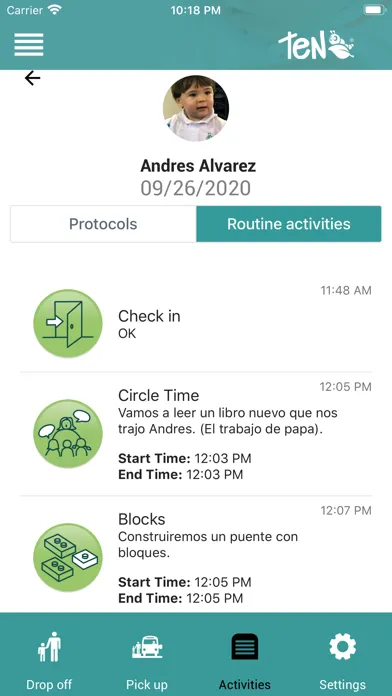 Capturas de pantalla de TEN Childcare App