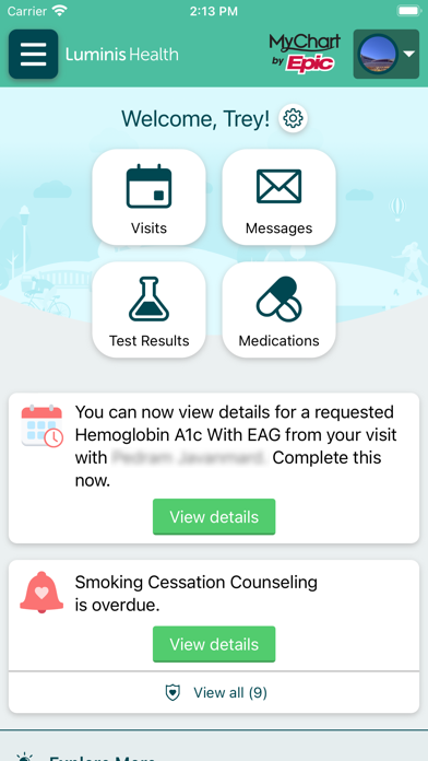 Captures d'écran de Luminis Health