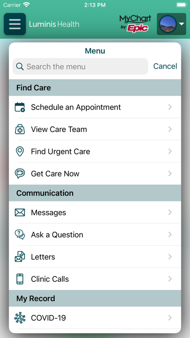 Captures d'écran de Luminis Health