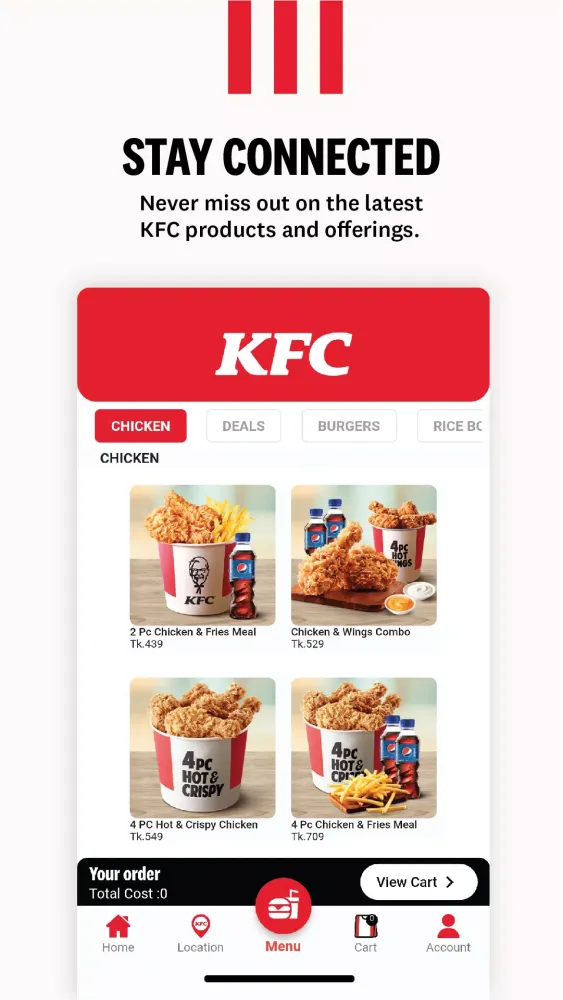 Captures d'écran de KFC Bangladesh