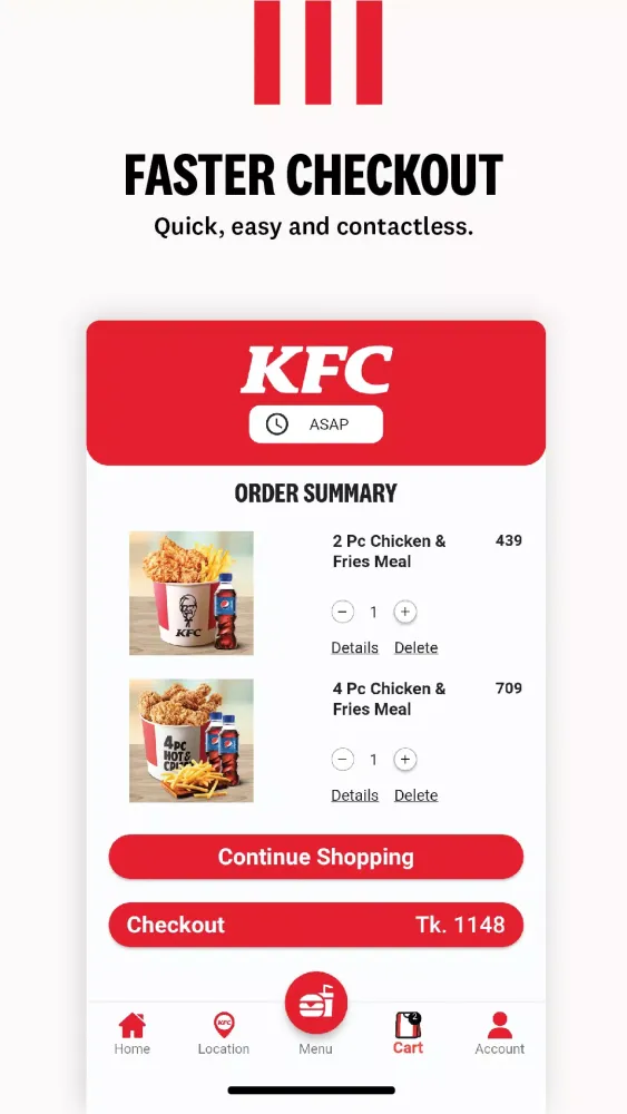 Captures d'écran de KFC Bangladesh