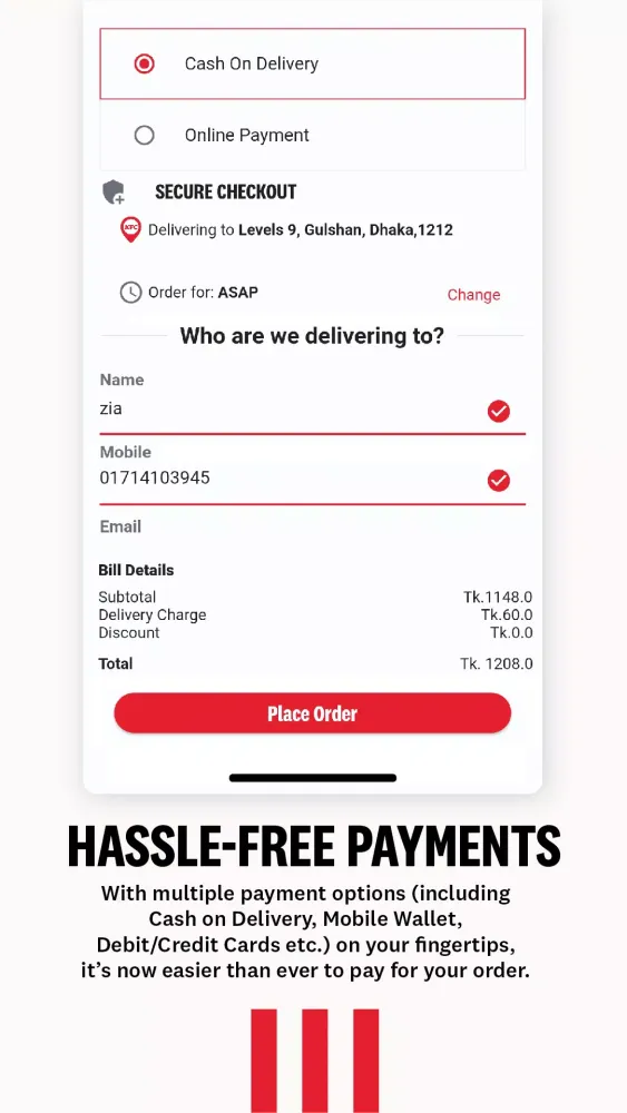 Captures d'écran de KFC Bangladesh