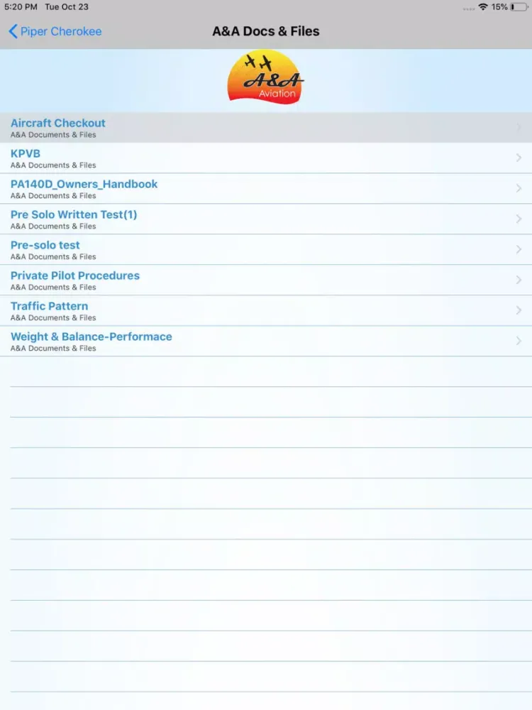 A & A Aviation Piper Cherokee iPad  স্ক্রিনশট