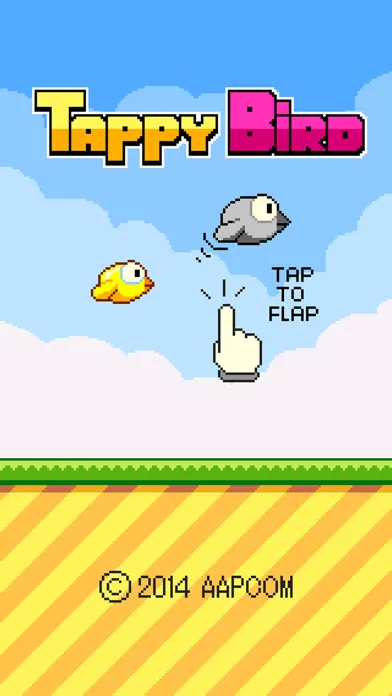 Capturas de tela do Tappy Bird.