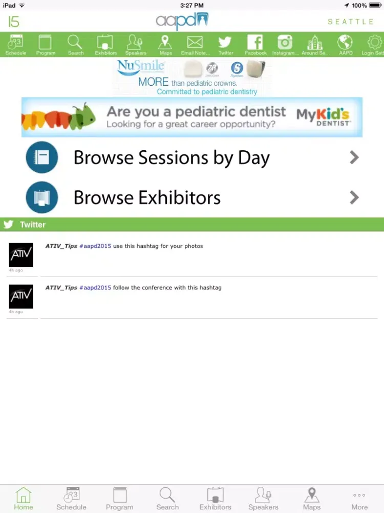 Ảnh chụp màn hình của AAPD 2015 Annual Session iPad 