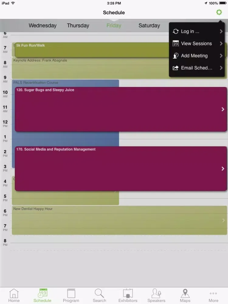Ảnh chụp màn hình của AAPD 2015 Annual Session iPad 