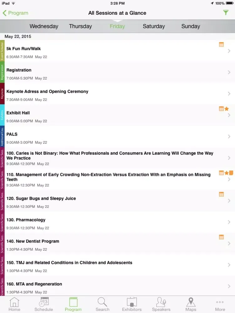 Ảnh chụp màn hình của AAPD 2015 Annual Session iPad 