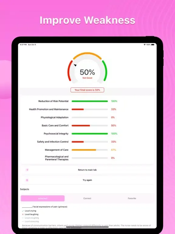 ภาพหน้าจอของ NCLEX RN Exam Prep Mastery iPad 
