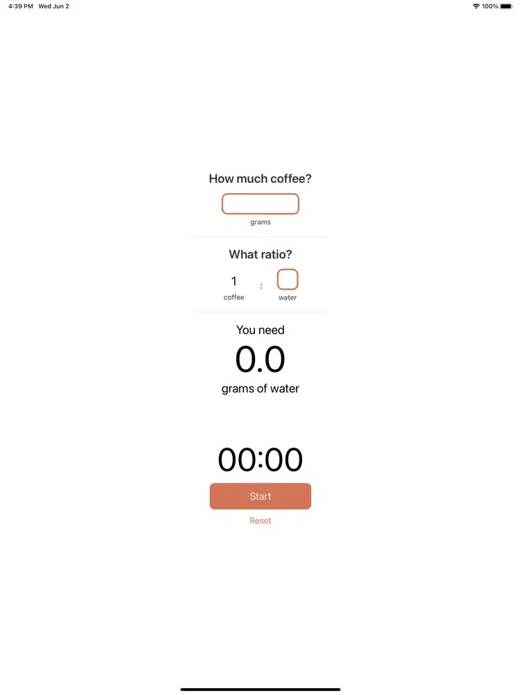 Coffee Ratios Calculator iPad  Screenshots