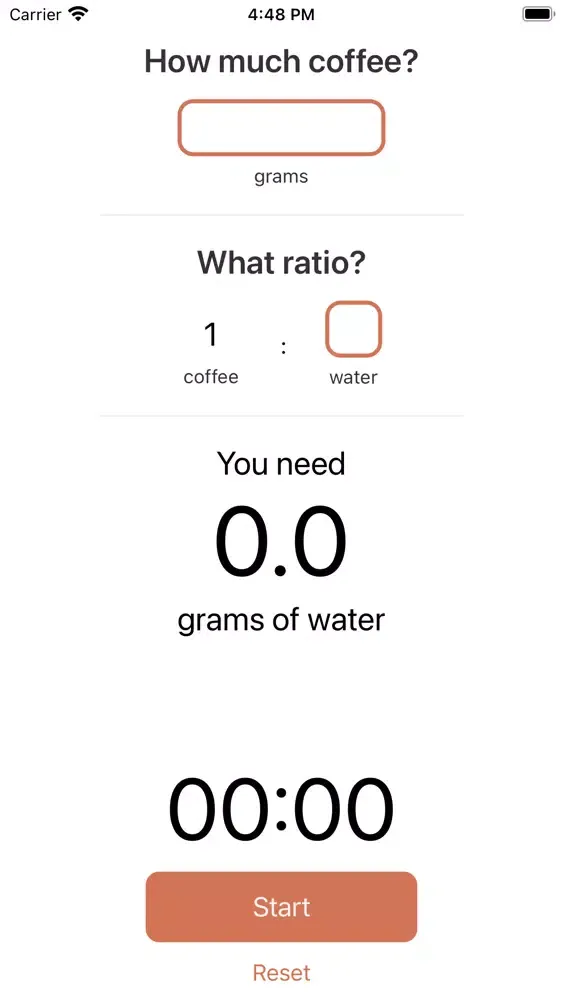 Coffee Ratios Calculator Screenshots