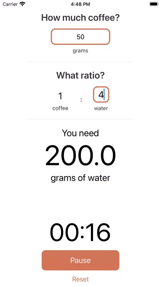 Coffee Ratios Calculator Screenshots