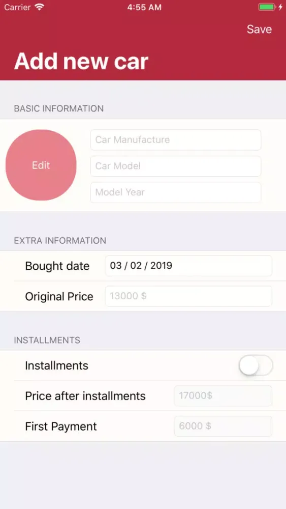 Tangkapan layar CarsLog