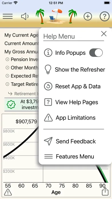 Retirement Analyst Screenshots