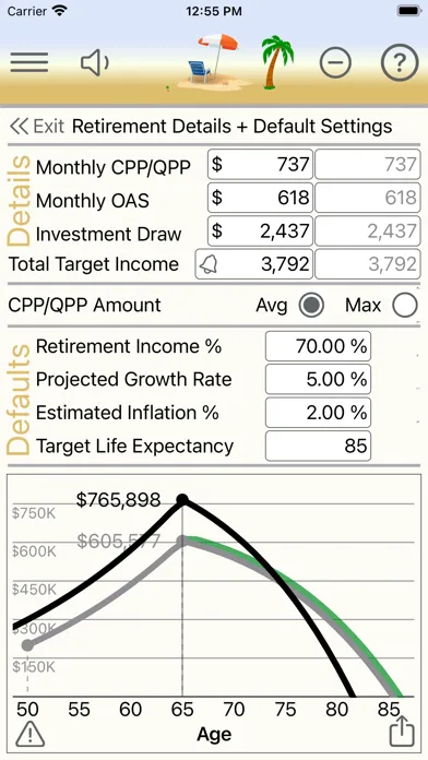 Retirement Analyst Screenshots