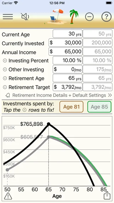 Retirement Analyst Screenshots