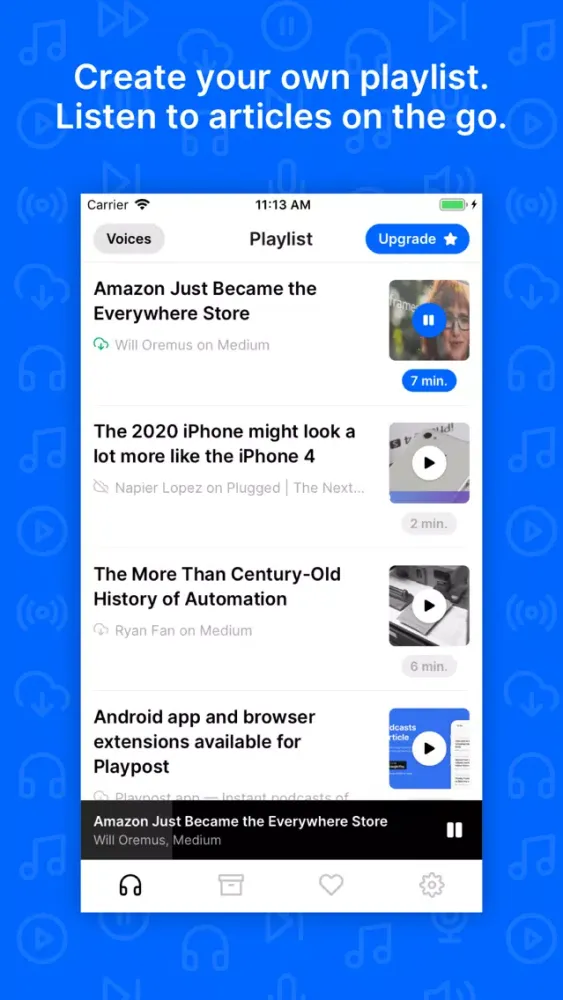 Zrzuty ekranu Playpost: Listen to articles