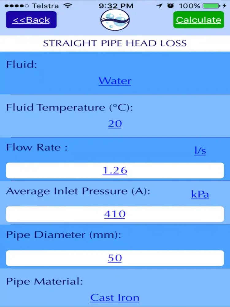 تصاویر Pipe Headloss by Water Toolbox iPad 