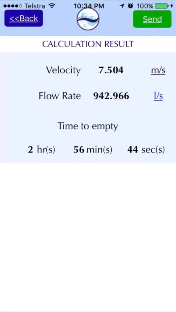 Tangkapan layar Tank Empty & Fill Calculator by Water Toolbox